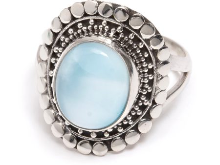 Larimar oval, silverring med filigran Cheap