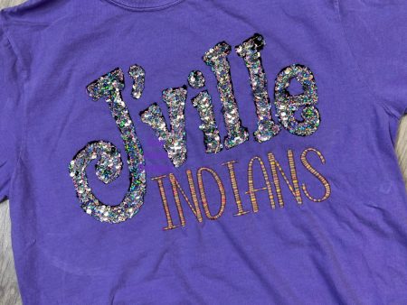 Town and Team Name - Whoville Style - Sequins and Variegated Thread on Sale