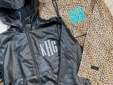 Leopard Print Charles River Rain Jacket Monogrammed For Cheap